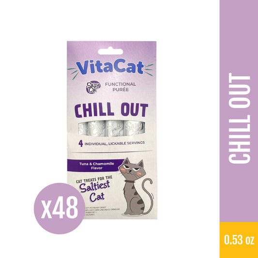 VitaCat by Salty Cat Chill Out Natural Creamy Tuna & Pumpkin Functional Tube Treats for Cats, 15g x 48 Tubes – with Chamomile, Grain-Free