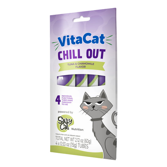 Salty Cat VitaCat Chill Out Tuna & Chamomile Flavor Creamy Treats for Cats, 4 x 15g Tubes