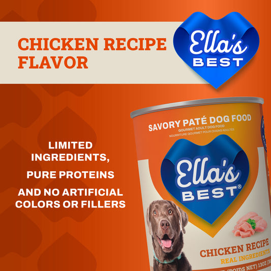 Ella's Best Chicken Recipe Savory Paté Dog Food 13 oz
