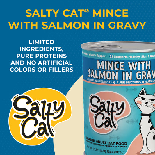 Salty Cat Mince with Salmon in Gravy Wet Cat Food 13 oz