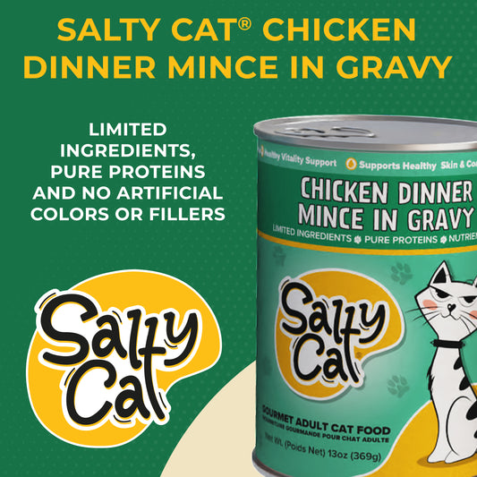 Salty Cat Chicken Dinner Mince in Gravy Wet Cat Food 13 oz