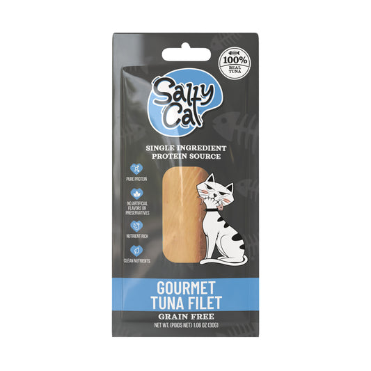 Salty Cat Gourmet Natural Tuna & Salmon Filet Treats for Cats, 30g (24-Pack) – Single Ingredient, High-Protein, Wild-Caught, Soft Texture