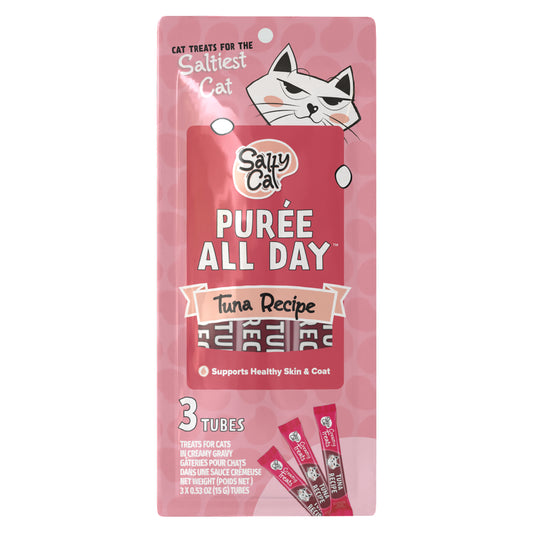 Salty Cat Purée All Day Natural Creamy Tuna Tube Treats for Cats, 15g x 36 Tubes – Hydrating, High-Protein Lickable Cat Snacks with Real Tuna