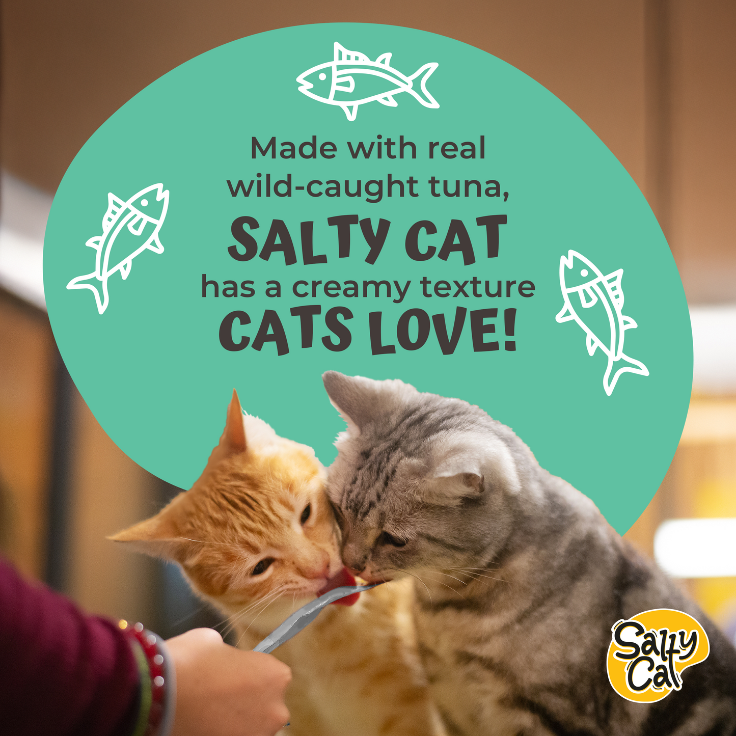 VitaCat by Salty Cat Silky Skin & Coat Natural Creamy Tuna & Blueberry Functional Tube Treats for Cats, 4 x 15g Tubes