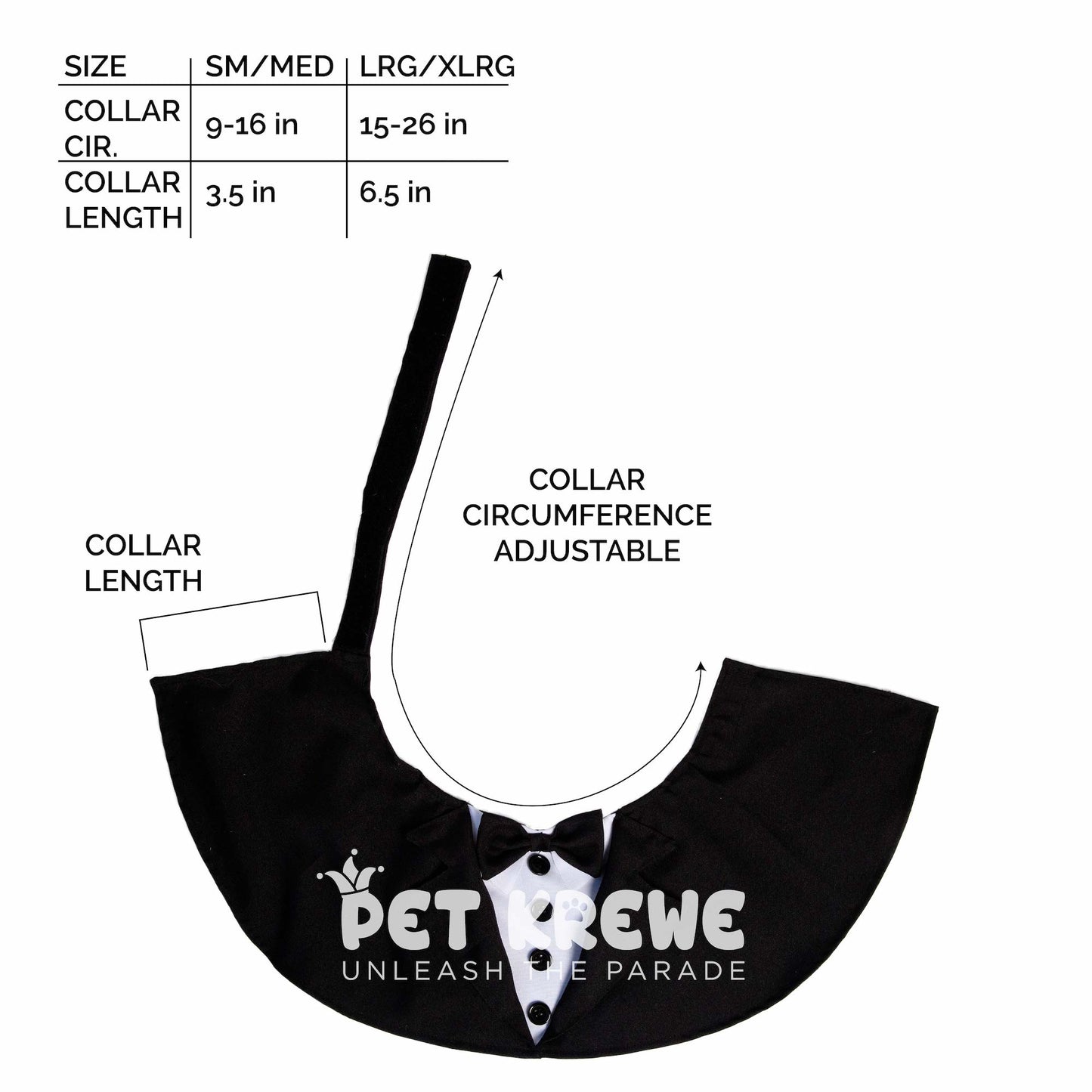tuxedo pet costume size chart