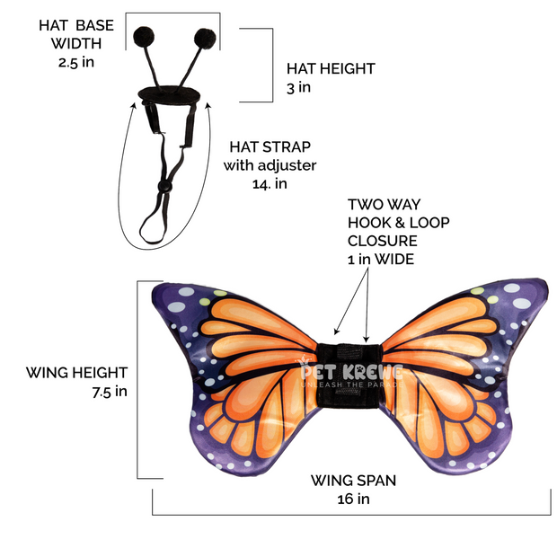 butterfly costume for dogs size chart 