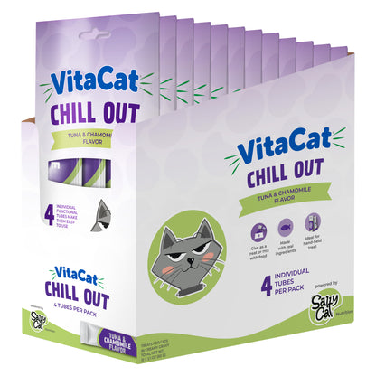 Salty Cat VitaCat Chill Out Tuna & Chamomile Flavor Creamy Treats for Cats, 4 x 15g Tubes
