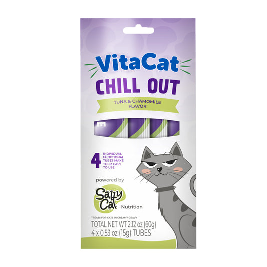 Salty Cat VitaCat Chill Out Tuna & Chamomile Flavor Creamy Treats for Cats, 4 x 15g Tubes