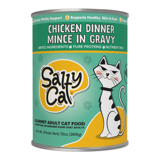 Salty Cat Chicken Dinner Mince in Gravy Wet Cat Food 13 oz
