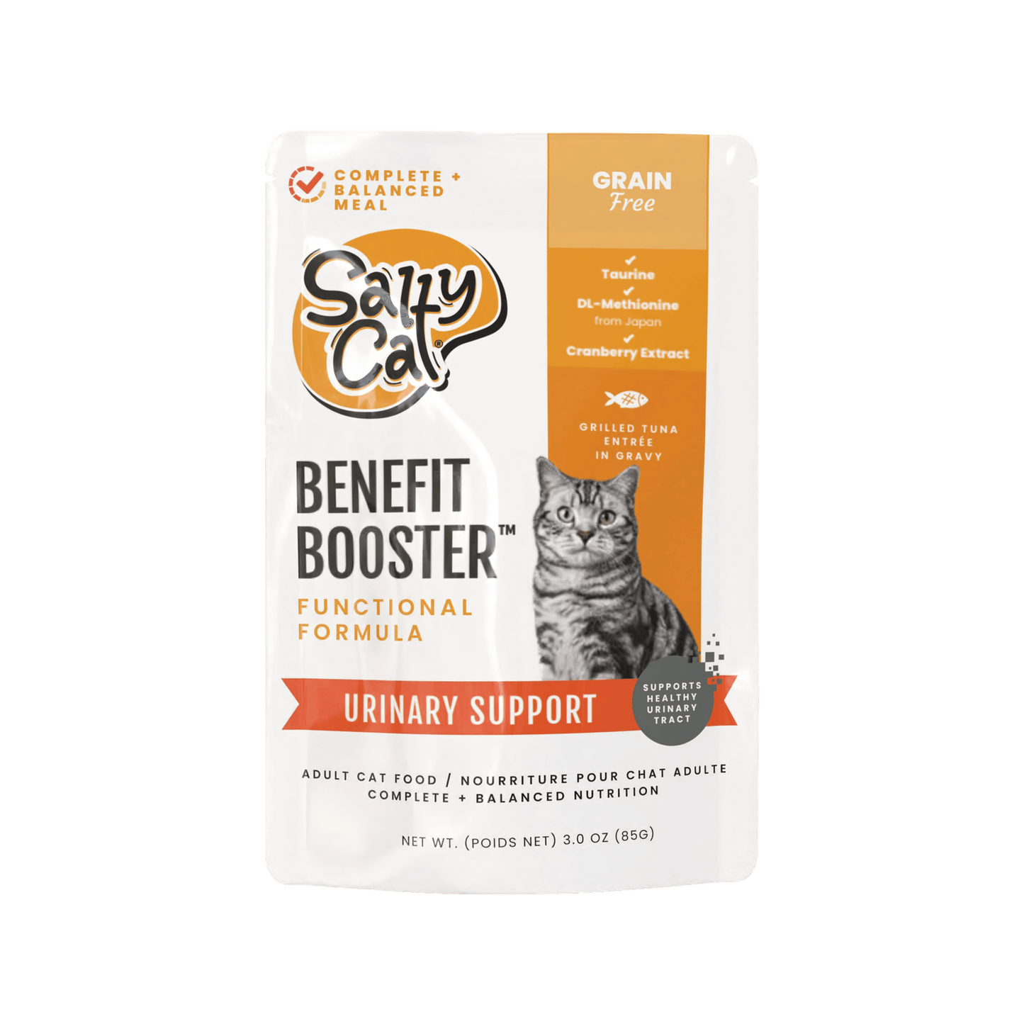 Salty Cat Benefit Booster Urinary Support Grilled Tuna Entrée in Gravy Functional Wet Cat Food for Cats, 85g Pouch