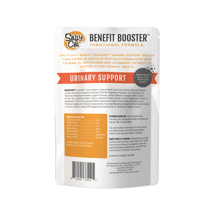 Salty Cat Benefit Booster Urinary Support Grilled Tuna Entrée in Gravy Functional Wet Cat Food for Cats, 85g Pouch
