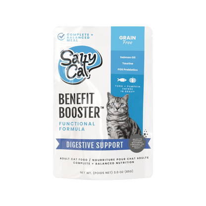 Salty Cat Benefit Booster Digestive Support Tuna & Pumpkin Entrée in Gravy Functional Wet Cat Food for Cats, 40g Pouch