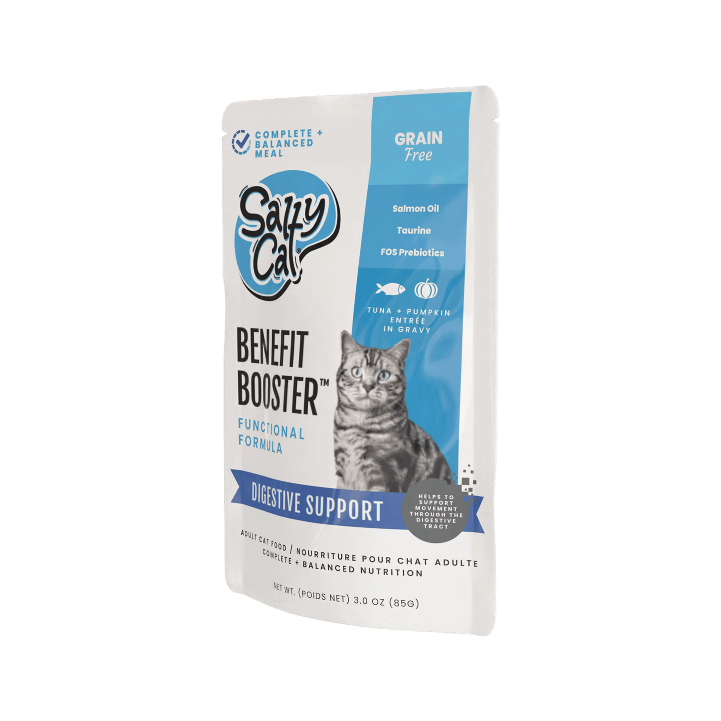 Salty Cat Benefit Booster Digestive Support Tuna & Pumpkin Entrée in Gravy Functional Wet Cat Food for Cats, 40g Pouch