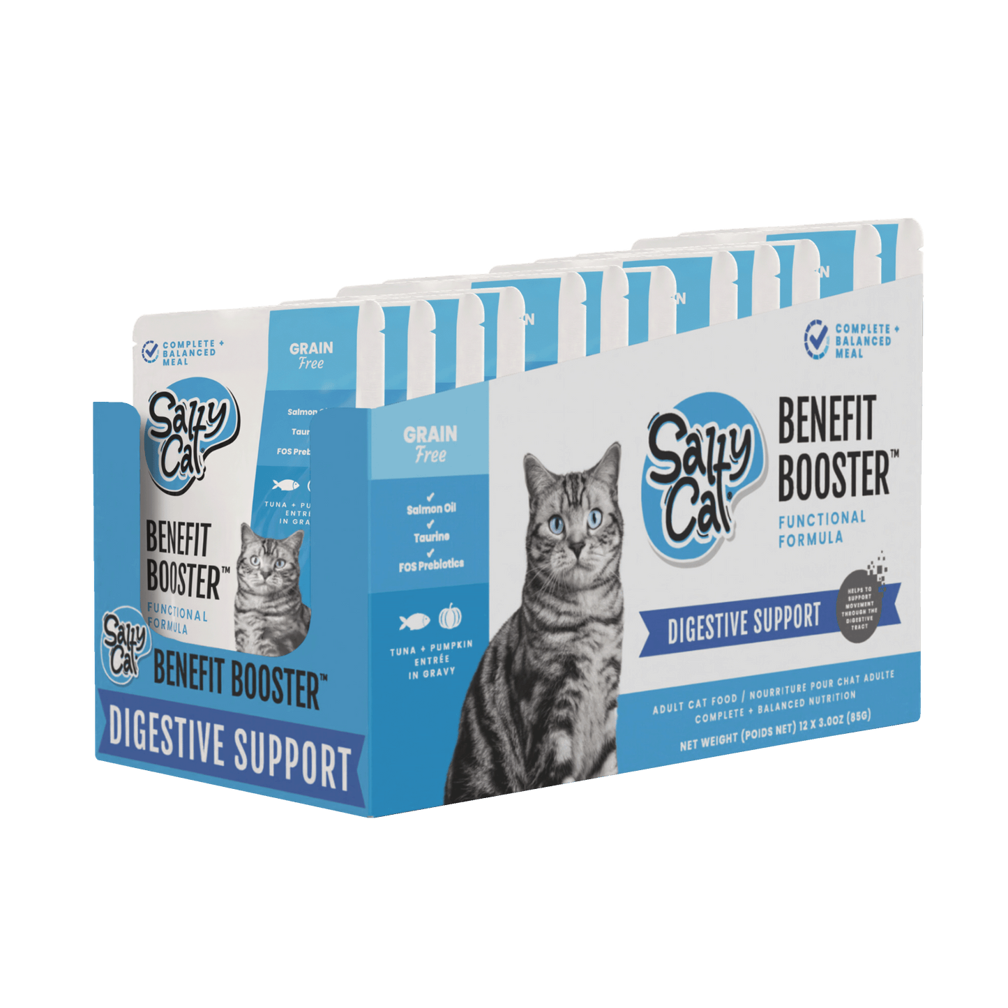 Salty Cat Benefit Booster Digestive Support Tuna & Pumpkin Entrée in Gravy Functional Wet Cat Food for Cats, 40g Pouch