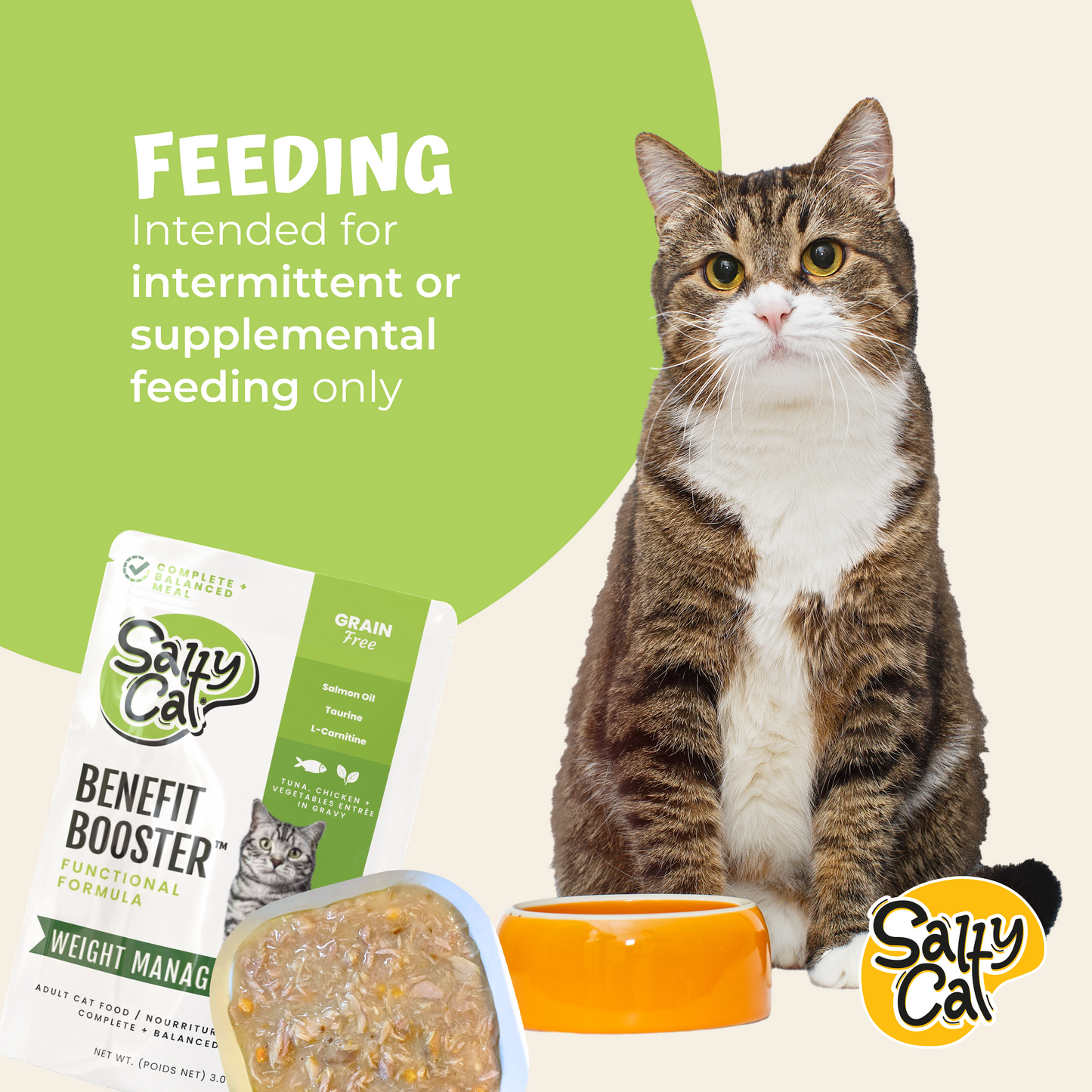 Salty Cat Benefit Booster Weight Management Tuna & Chicken Entrée in Broth Functional Wet Cat Food for Cats, 85g Pouch