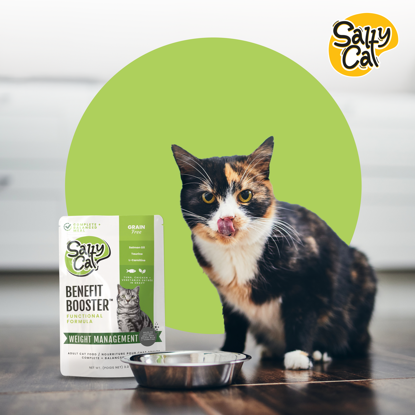 Salty Cat Benefit Booster Weight Management Tuna & Chicken Entrée in Broth Functional Wet Cat Food for Cats, 85g Pouch