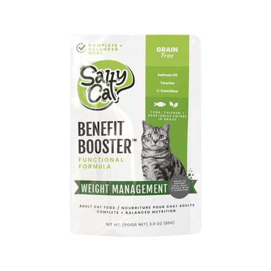 Salty Cat Benefit Booster Weight Management Tuna & Chicken Entrée in Broth Functional Wet Cat Food for Cats, 85g Pouch