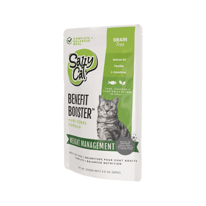 Salty Cat Benefit Booster Weight Management Tuna & Chicken Entrée in Broth Functional Wet Cat Food for Cats, 85g Pouch
