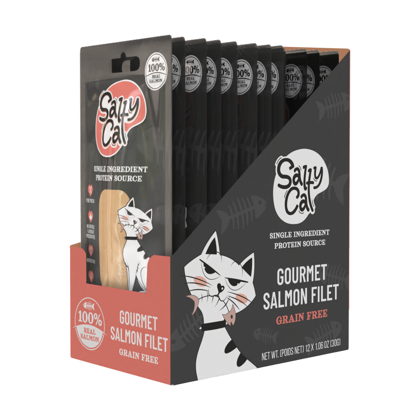 Salty Cat Gourmet Natural Salmon Filet Treat for Cats, 30g Pouch
