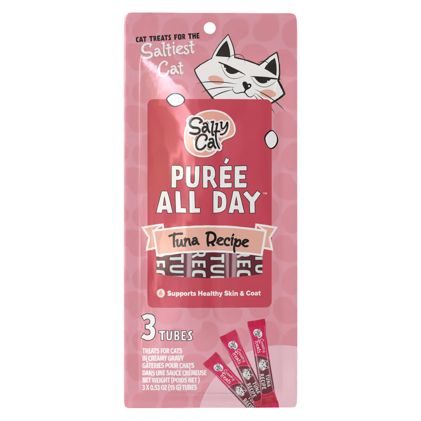Salty Cat Purée All Day Natural Creamy Tuna Tube Treat for Cats, 15g Tube