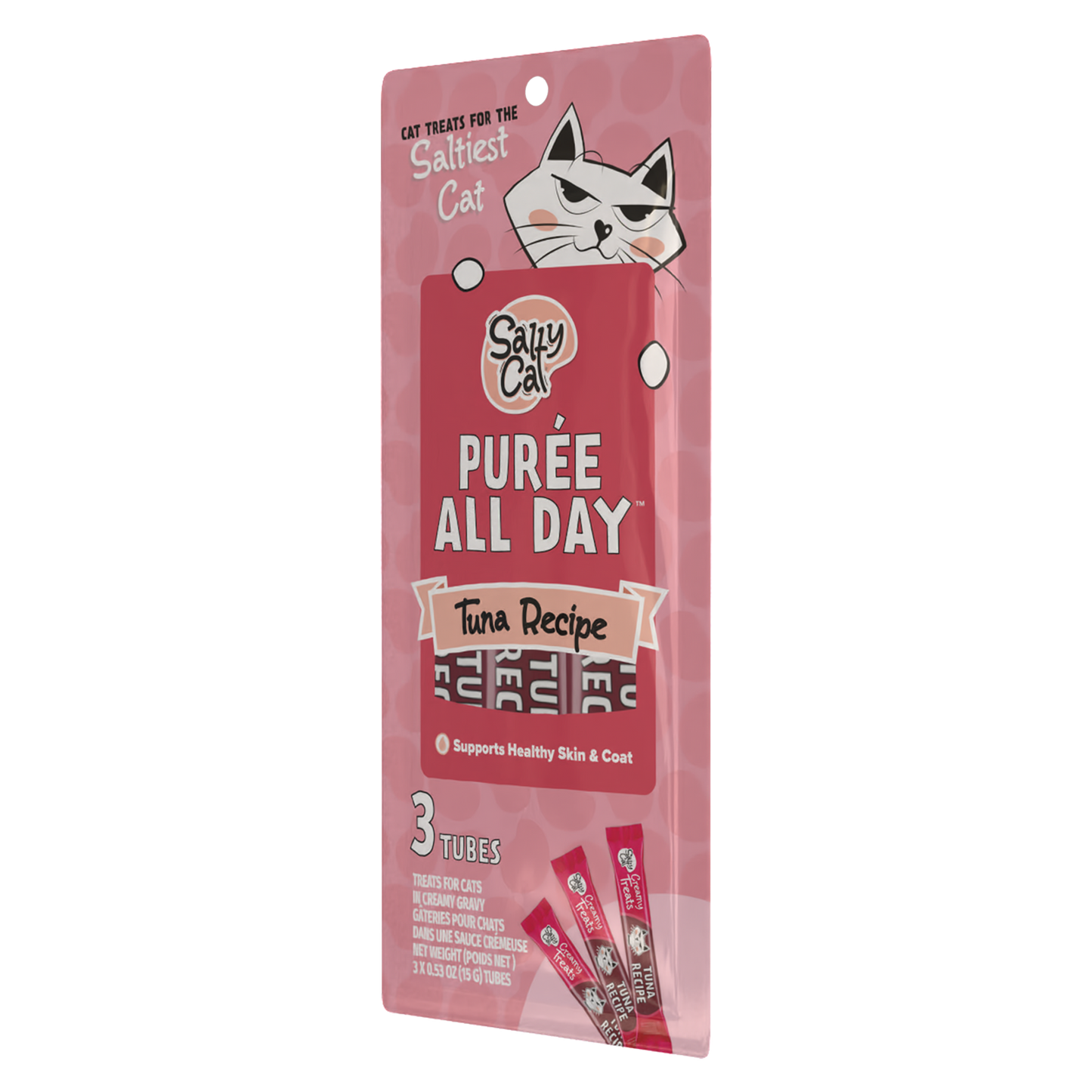 Salty Cat Purée All Day Natural Creamy Tuna Tube Treat for Cats, 15g Tube