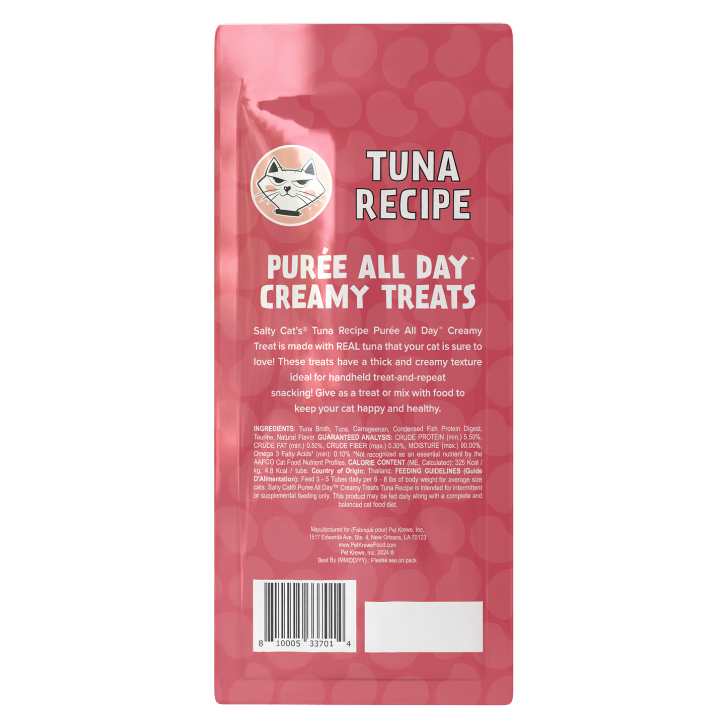Salty Cat Purée All Day Natural Creamy Tuna Tube Treat for Cats, 15g Tube