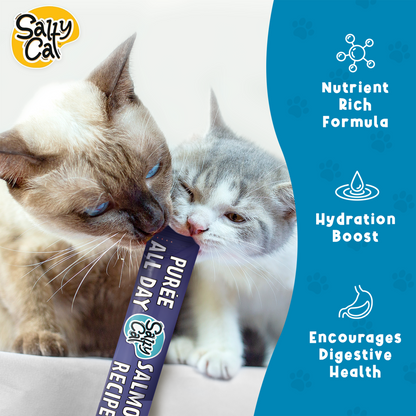 Salty Cat Purée All Day Natural Creamy Salmon Tube Treat for Cats, 15g Tube
