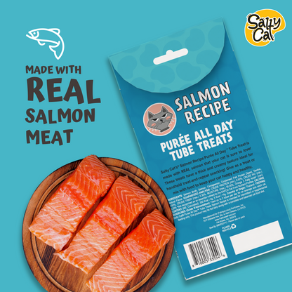 Salty Cat Purée All Day Natural Creamy Salmon Tube Treat for Cats, 15g Tube