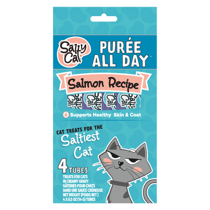 Salty Cat Purée All Day Natural Creamy Salmon Tube Treat for Cats, 15g Tube