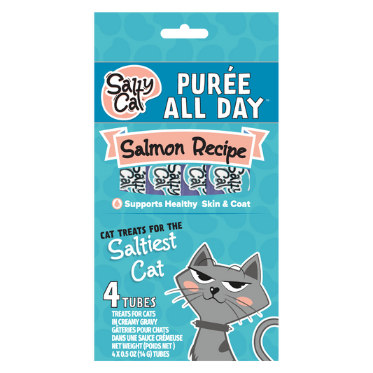 Salty Cat Purée All Day Natural Creamy Salmon Tube Treat for Cats, 15g Tube