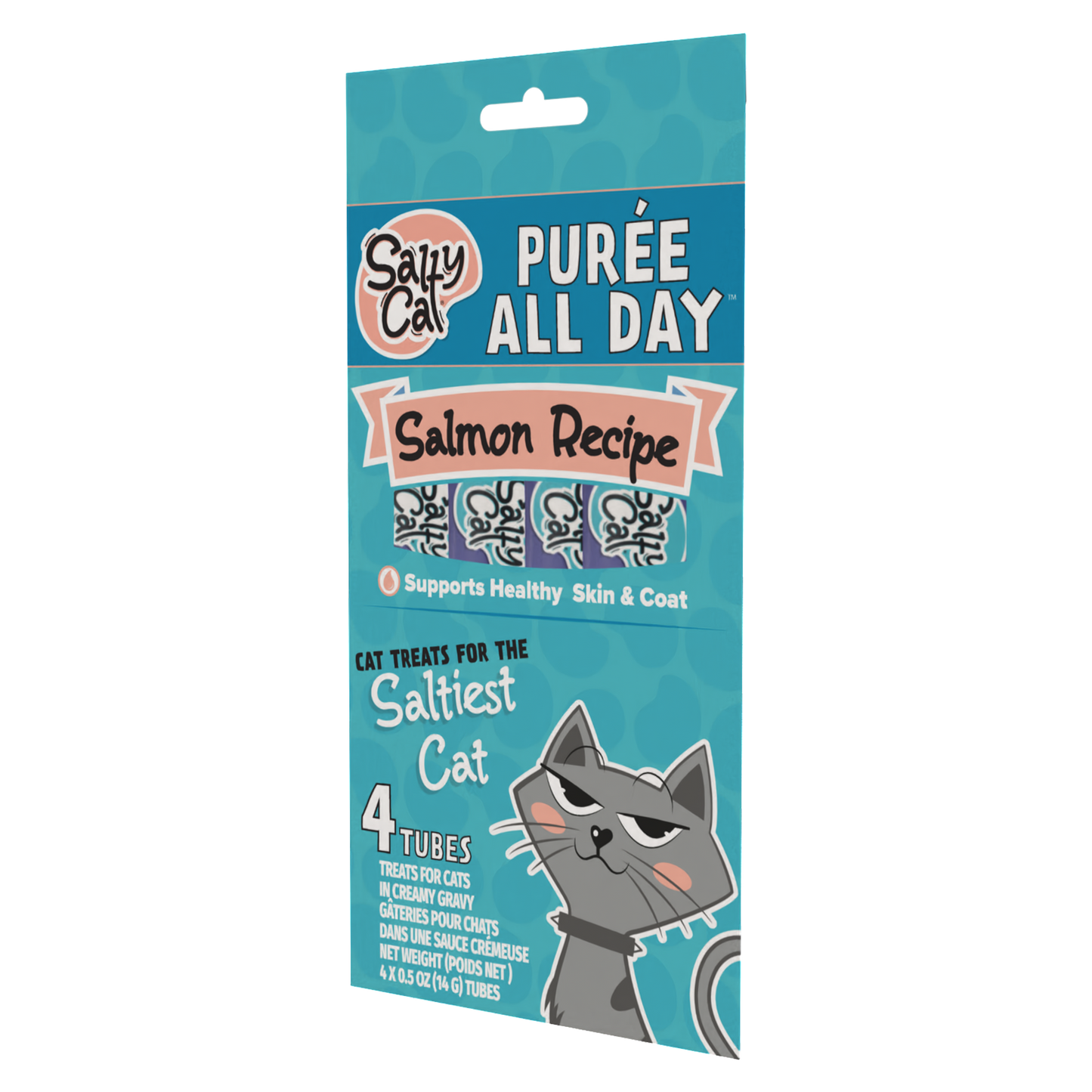 Salty Cat Purée All Day Natural Creamy Salmon Tube Treat for Cats, 15g Tube