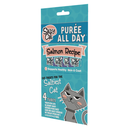 Salty Cat Purée All Day Natural Creamy Salmon Tube Treat for Cats, 15g Tube