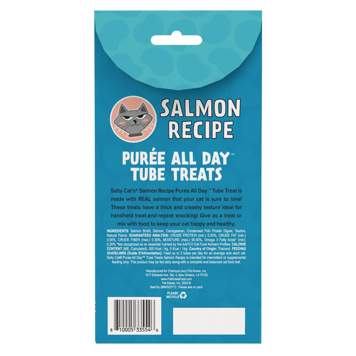 Salty Cat Purée All Day Natural Creamy Salmon Tube Treat for Cats, 15g Tube