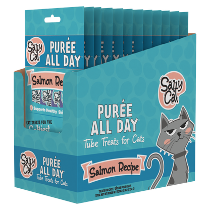 Salty Cat Purée All Day Natural Creamy Salmon Tube Treat for Cats, 15g Tube