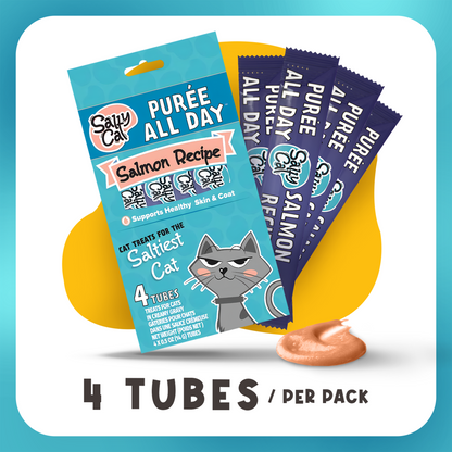 Salty Cat Purée All Day Natural Creamy Salmon Tube Treat for Cats, 15g Tube