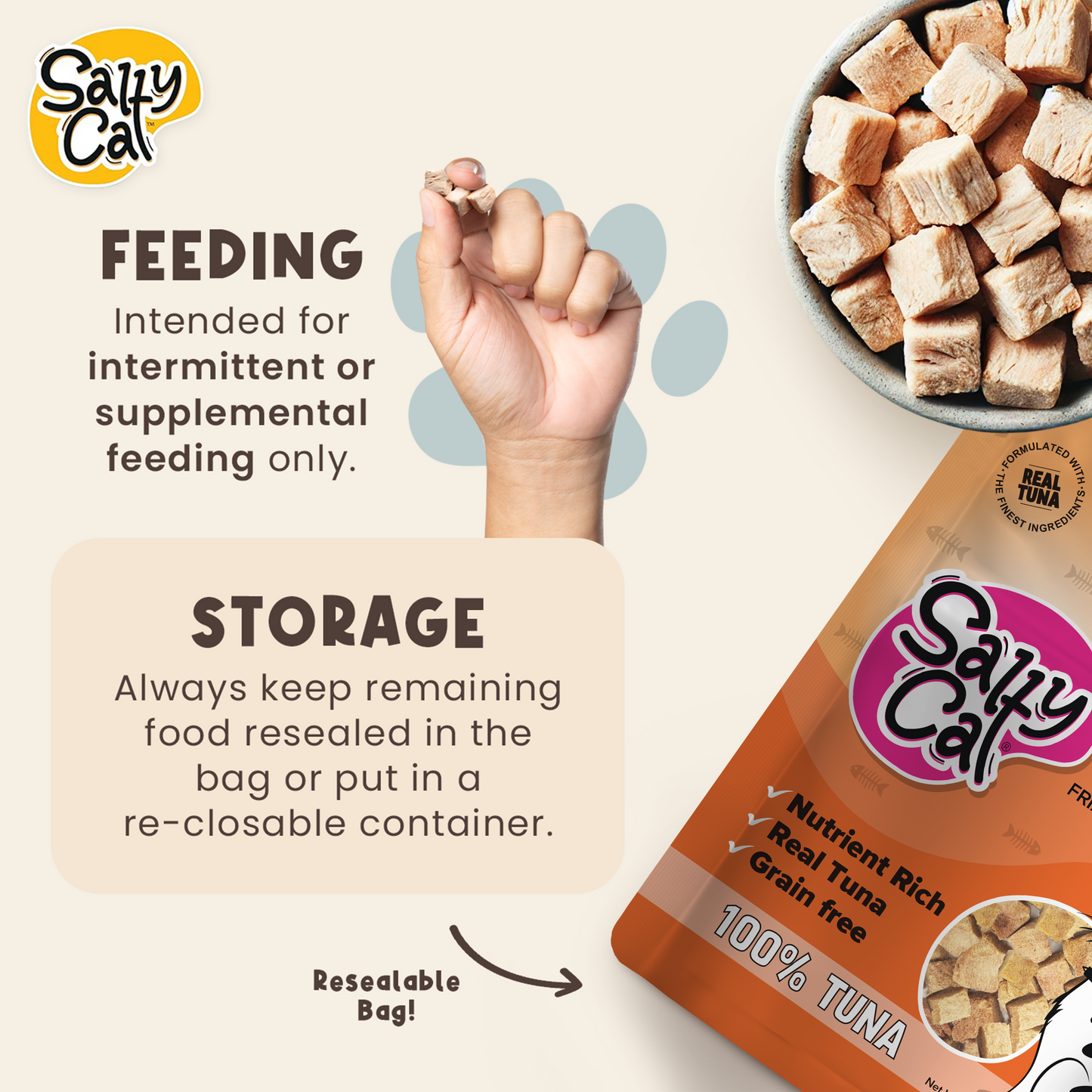 Salty Cat Natural Freeze-Dried Tuna Cat Treats, 10g Bag