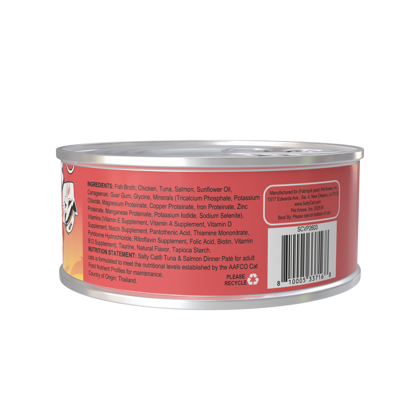 Salty Cat Captain’s Catch Dinner Paté Variety Pack Cat food for Cats, 12 Cans (3 oz Each)