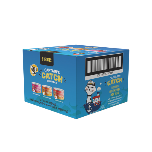 Salty Cat Captain’s Catch Dinner Paté Variety Pack Cat food for Cats, 12 Cans (3 oz Each)