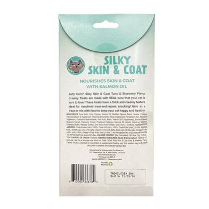 VitaCat by Salty Cat Silky Skin & Coat Natural Creamy Tuna & Blueberry Functional Tube Treats for Cats, 4 x 15g Tubes