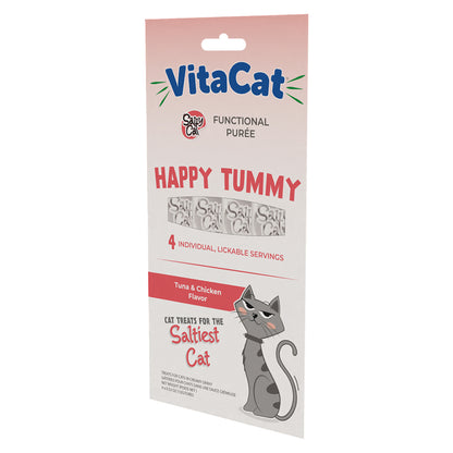 VitaCat by Salty Cat Happy Tummy Natural Creamy Tuna & Chicken Functional Tube Treats for Cats, 15g x 48 Tubes – Digestive Support with Prebiotics, Hydrating
