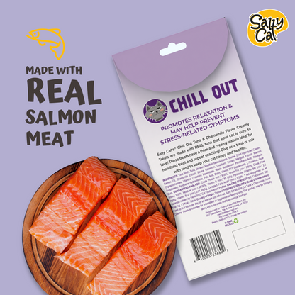 VitaCat by Salty Cat Chill Out Natural Creamy Tuna & Pumpkin Functional Tube Treats for Cats, 15g x 4 Tubes – Chamomile Flavor