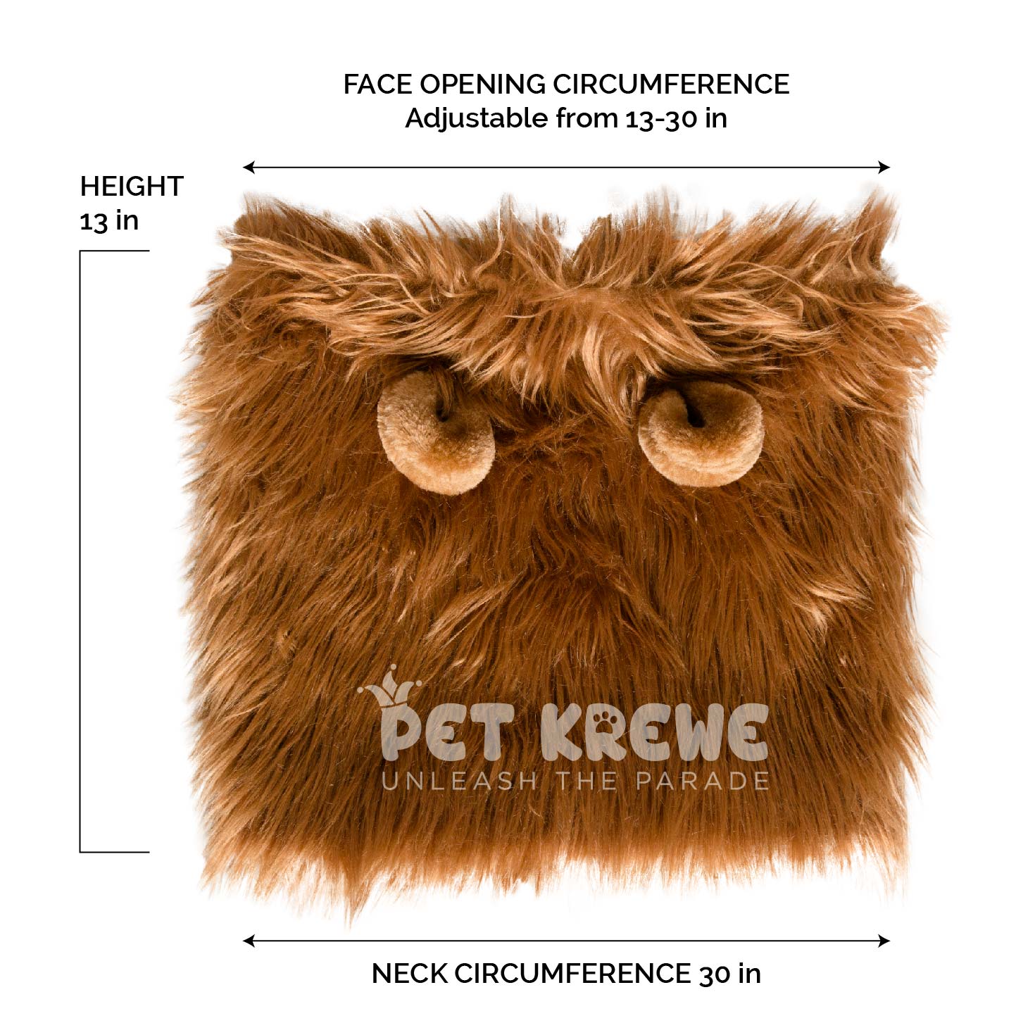 lion mane dog costume size guide