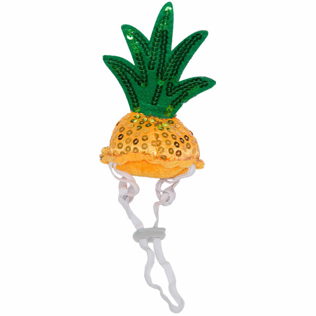 Pineapple Dog Sun Hat with Green Pom Poms — Collar Me Crazee